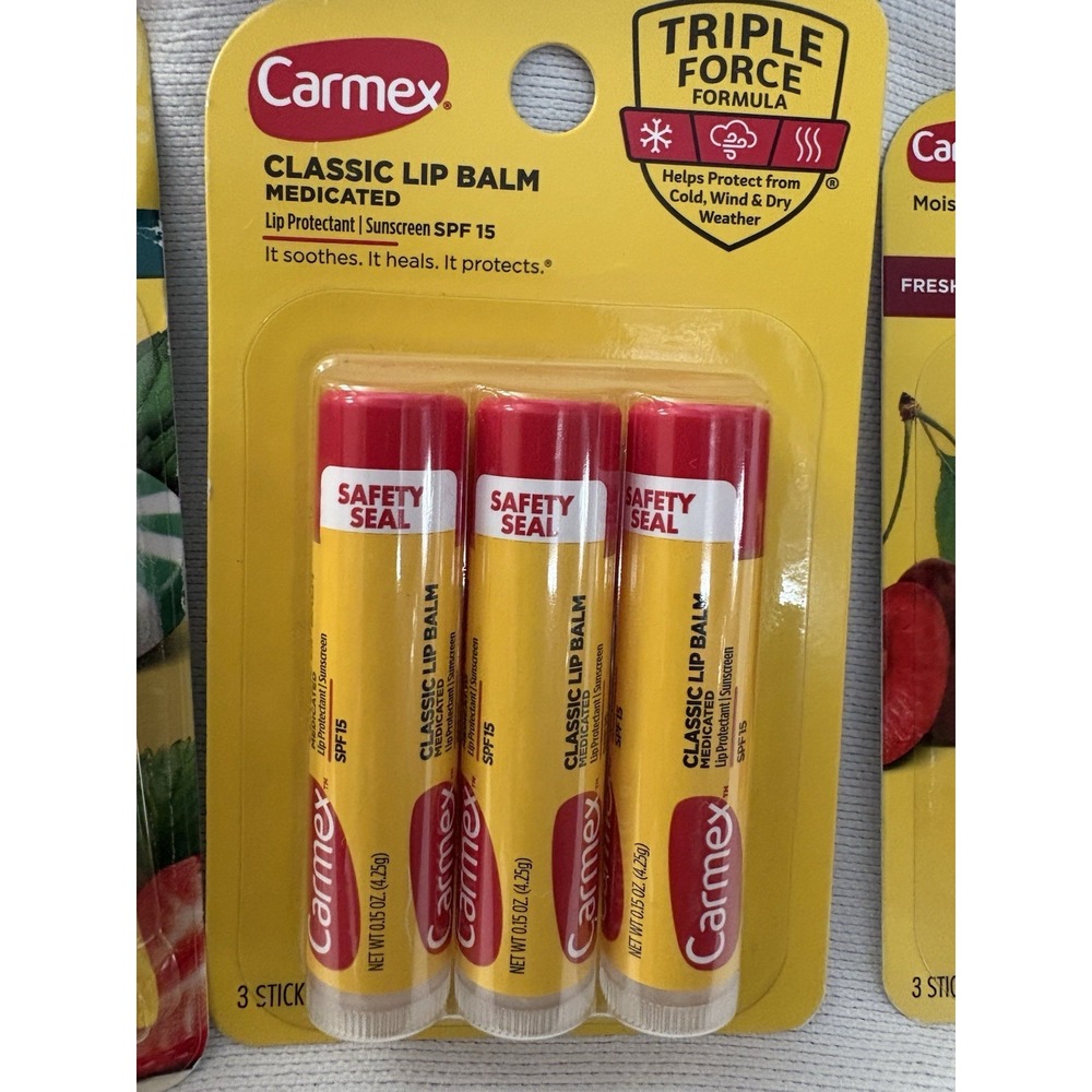NEW Christmas Carmex Lip Balm Pack W/ Classic Carmex & Variety Pack 3 Packs - Picture 3 of 5